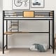preview thumbnail 2 of 7, Contemporary, Elegant and Concise Twin Metal Loft Bed with Headboard and Footboard, Desk and Shelve,Black