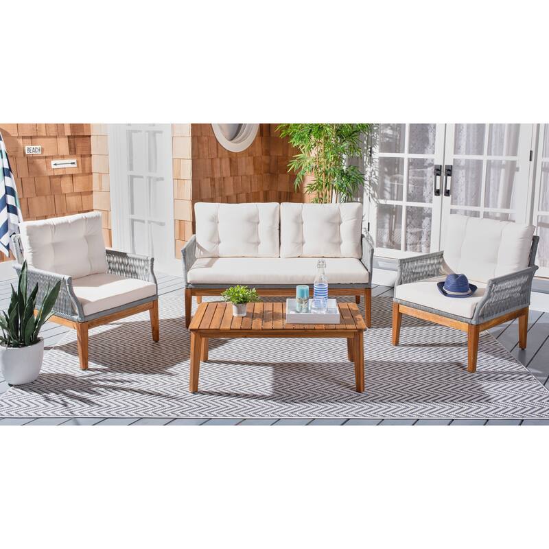 SAFAVIEH Outdoor Living Winslo 4-Piece Patio Set - 57"W x 30"D x 31"H