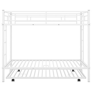 Clean Design Twin over Twin Metal Bunk Bed with Trundle