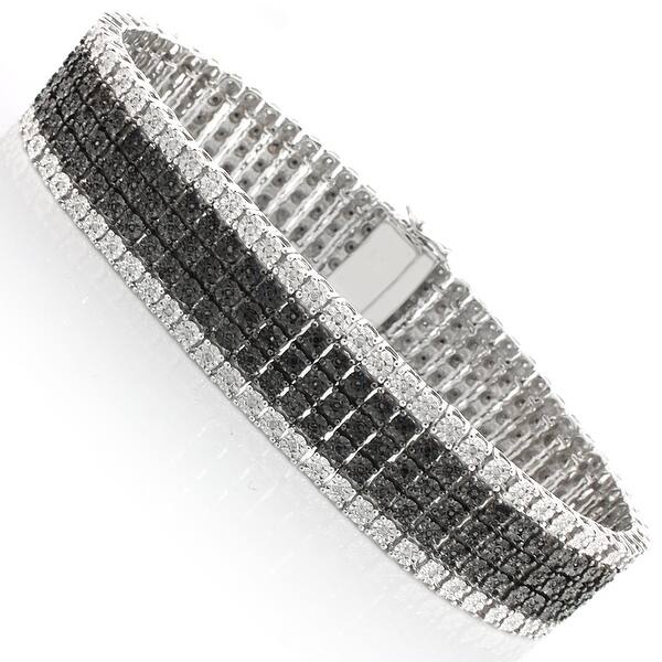 Mens White Black Diamond Bracelet 1 2ctw In Sterling Silver By Luxurman Overstock 32765807