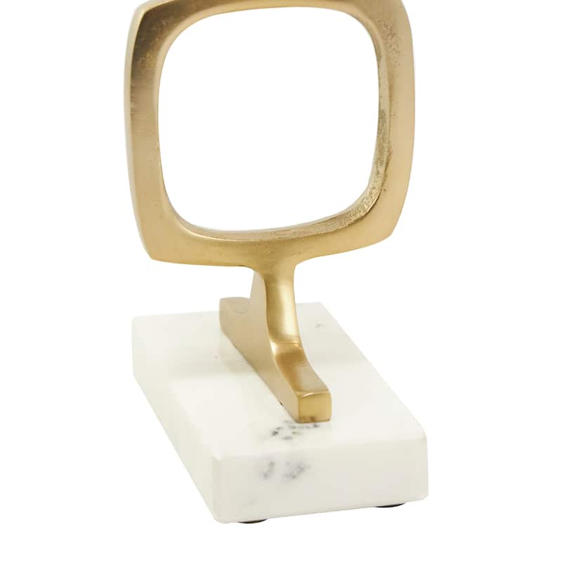 Silver, Gold or Black Aluminum Stacked Geometric Rings Sculpture with Marble Bases (Set of 2)