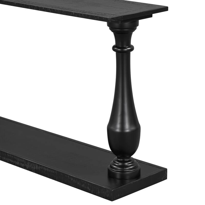 U_STYLE Vintage Sofa Table Console Table with Luxurious Pine Veneer and Elegance Vase-Leg Design