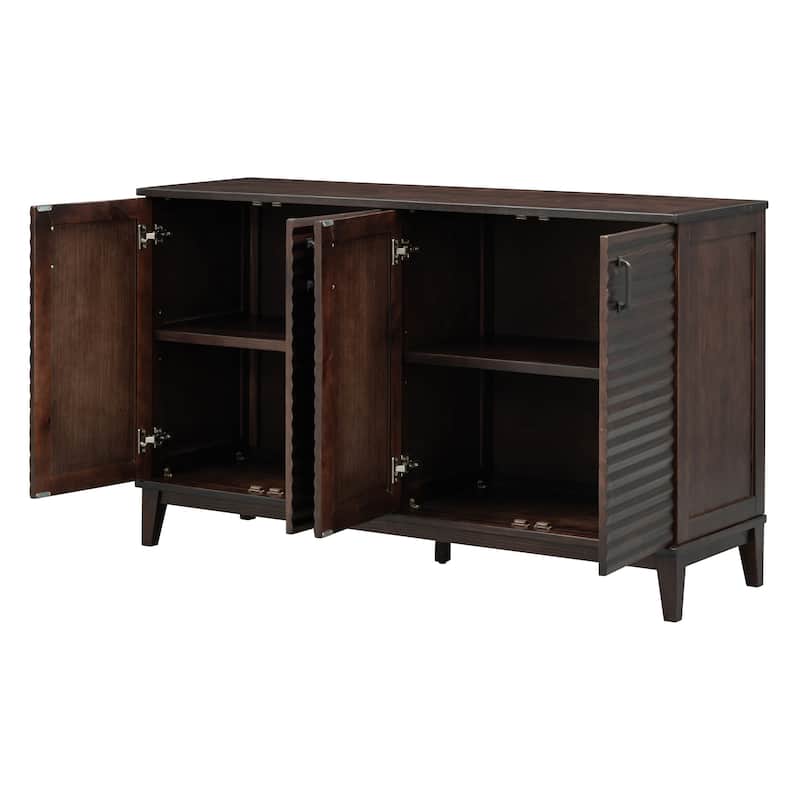 Sideboard with 4 Door Large Storage Buffet with Adjustable Shelves and Metal Handles for Kitchen