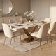 preview thumbnail 69 of 75, Voren Modern Rectangular Dining Table, Sintered Stone/Tempered Glass Top & Stainless Steel Gold Finish Pedestal Base