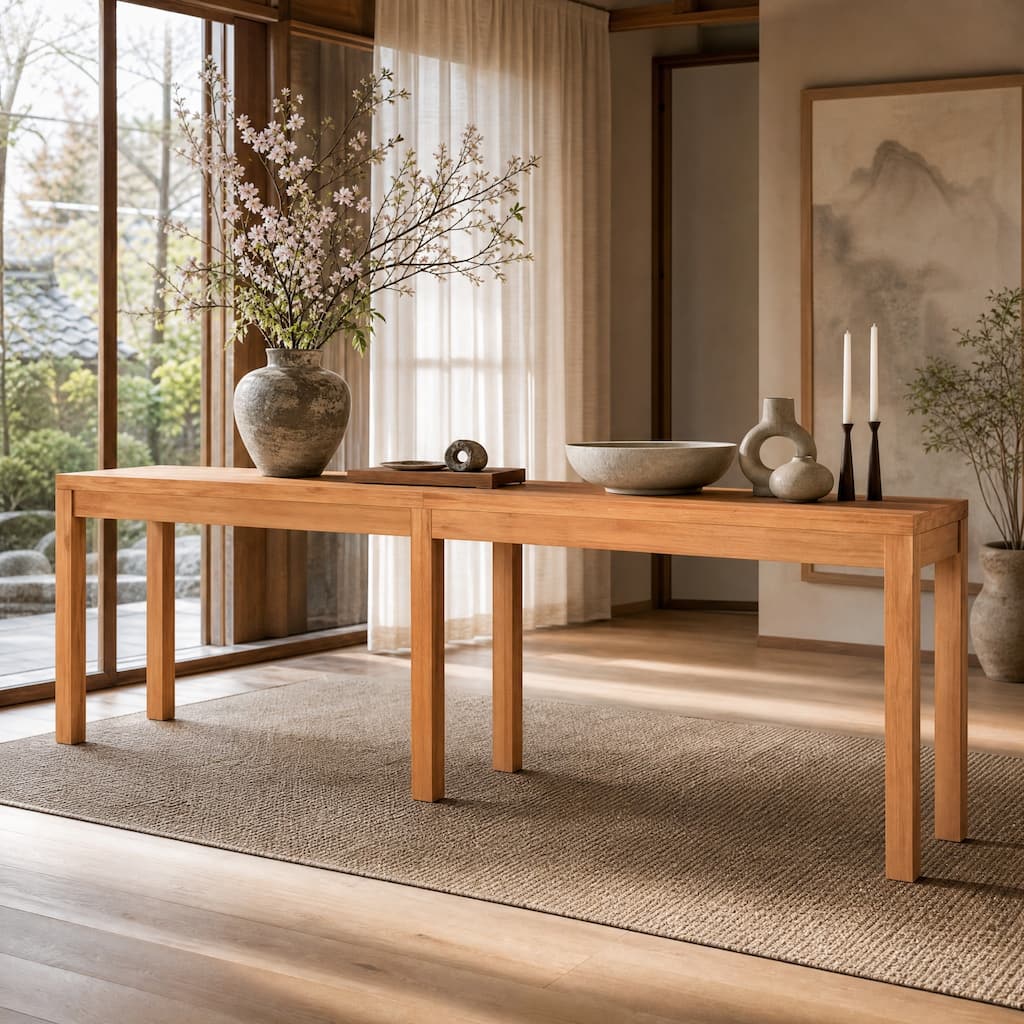 95 Inch Solid Wood Console Table, Extra Long Rectangular Entryway Table, Sofa Table Behind the Couch