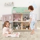 preview thumbnail 1 of 7, Wooden Dollhouse for Kids, 3 Levels, Double-Sided Roofs, and Interactive Doors - 22" x 14" x 26" (L x W x H) Assembly Required