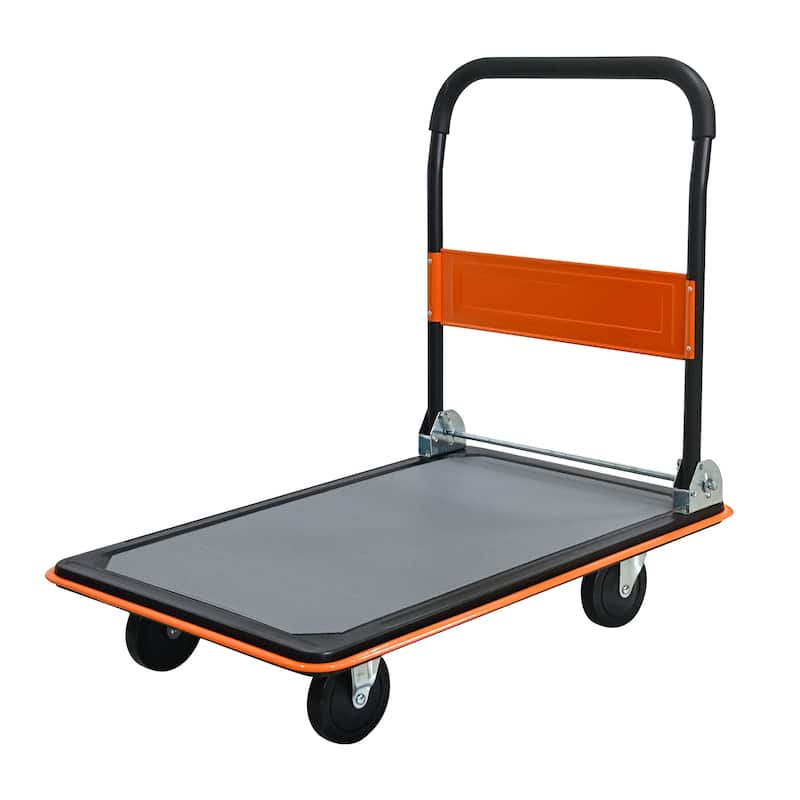 Heavy Duty Folding Flatbed Cart with 360°Swivel Wheels