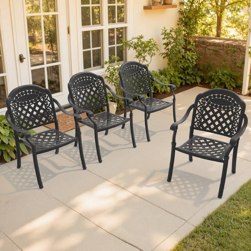 Patio Cast Aluminum Stackable Dining Chair Set (Set of 4)