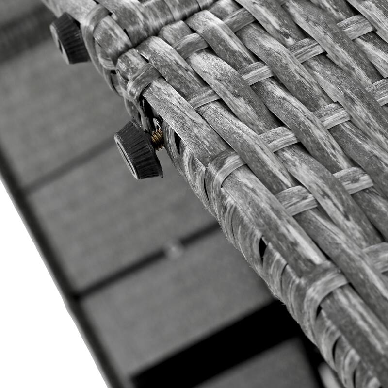 Outdoor Rattan Round Daybed Sunbed with Adjustable Back & Cup Trays