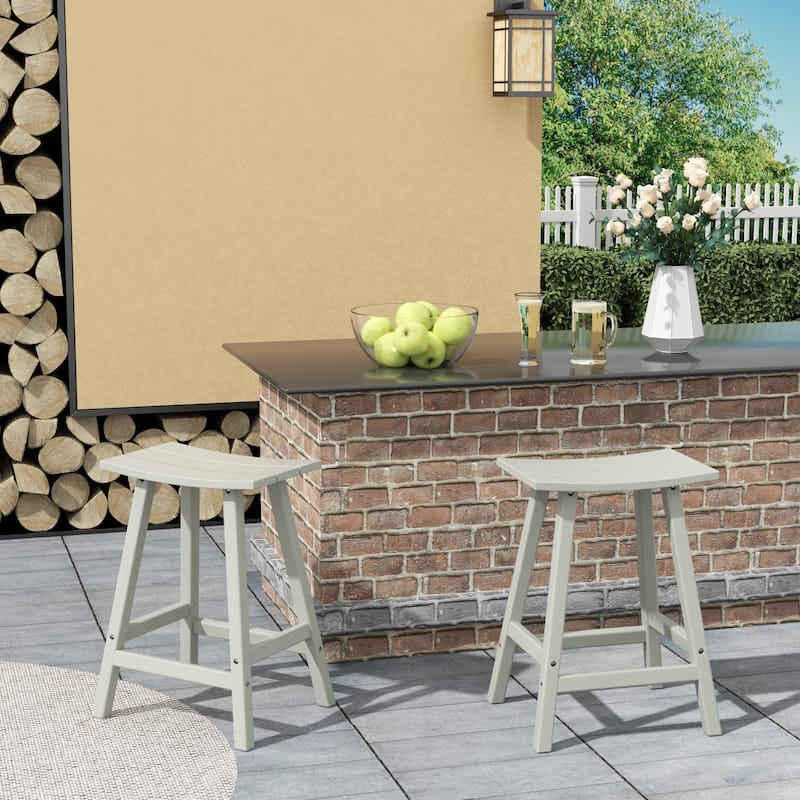 Polytrends Laguna Hdpe All Weather Outdoor Patio 24" Saddle Seat Counter Stool (Set Of 2)