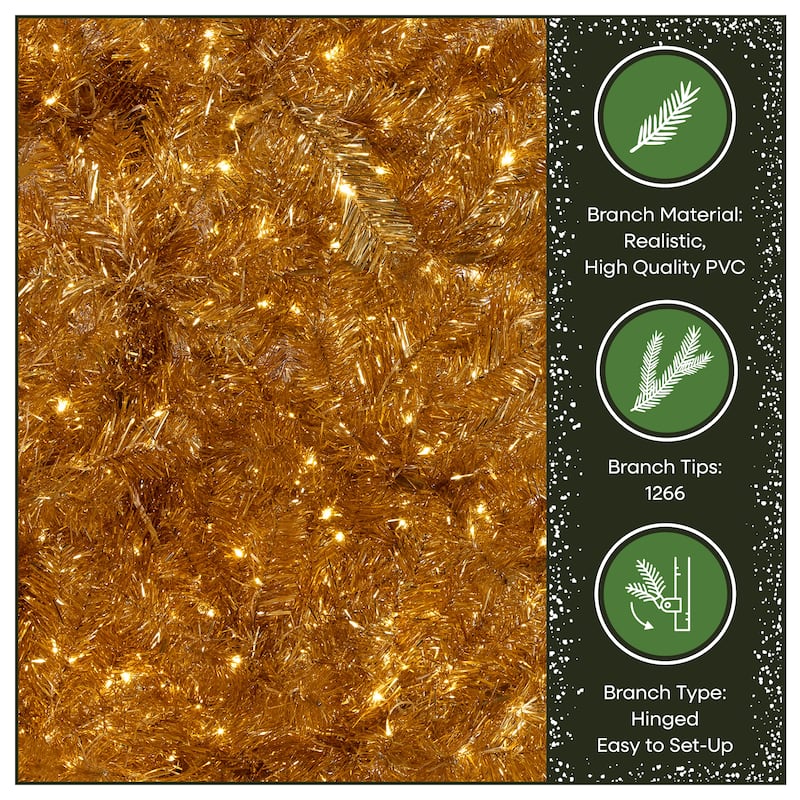National Tree Company 7.5 ft. Pre-Lit Christmas True Gold Metallic Tree - 7.5 Foot