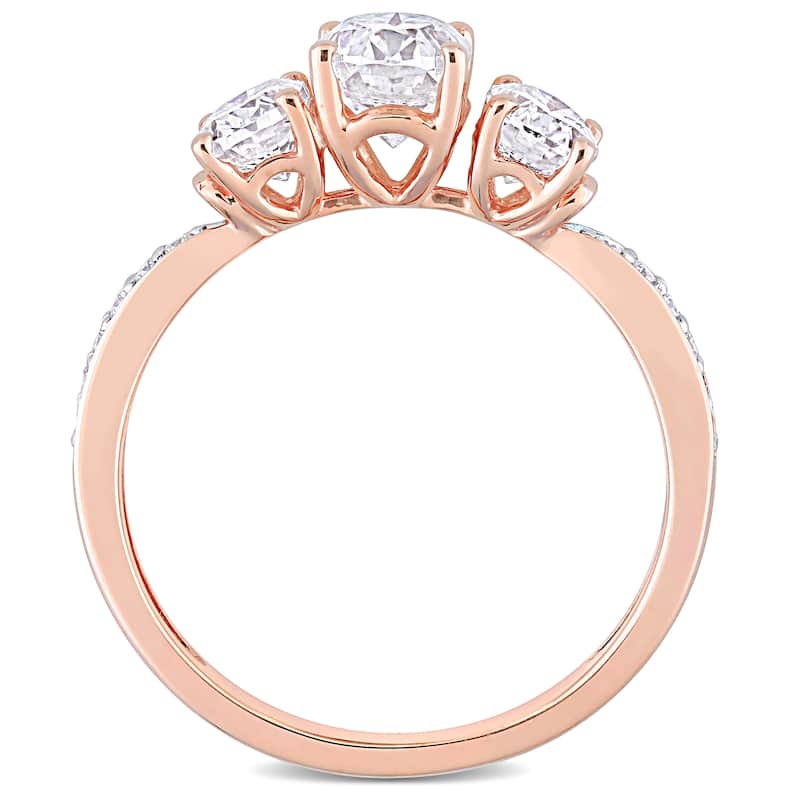 Miadora 1 4/5ct DEW Moissanite 3-Stone Engagement Ring in 10k Rose Gold