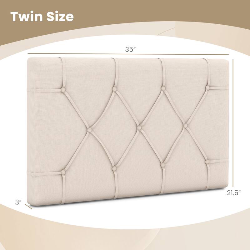 Gymax Upholstered Headboard for Twin Size Bed w/ Fabric Upholstery