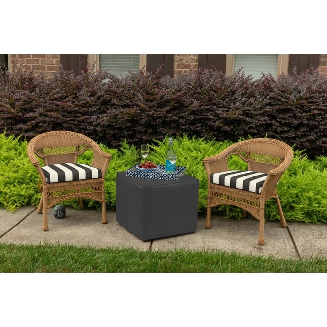 Sunbrella® Stripe Fabric 1-Piece Indoor/Outdoor Wicker Seat Pad Cushion, 19.5"W x 19.5"L, Brannon Redwood - 19.5"W x 19.5"L