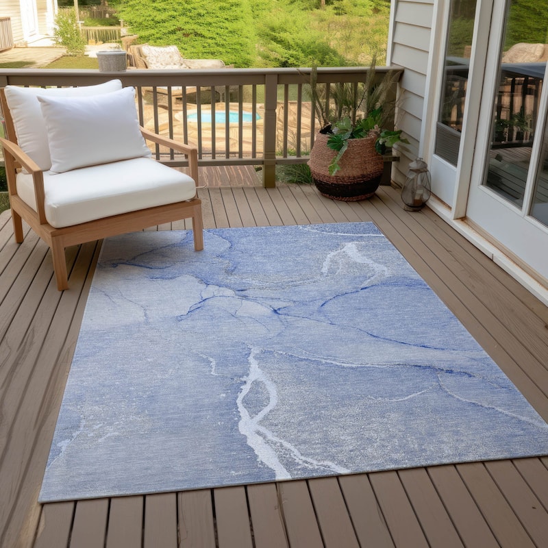 Machine Washable Indoor/ Outdoor Abstract Chantille Rug