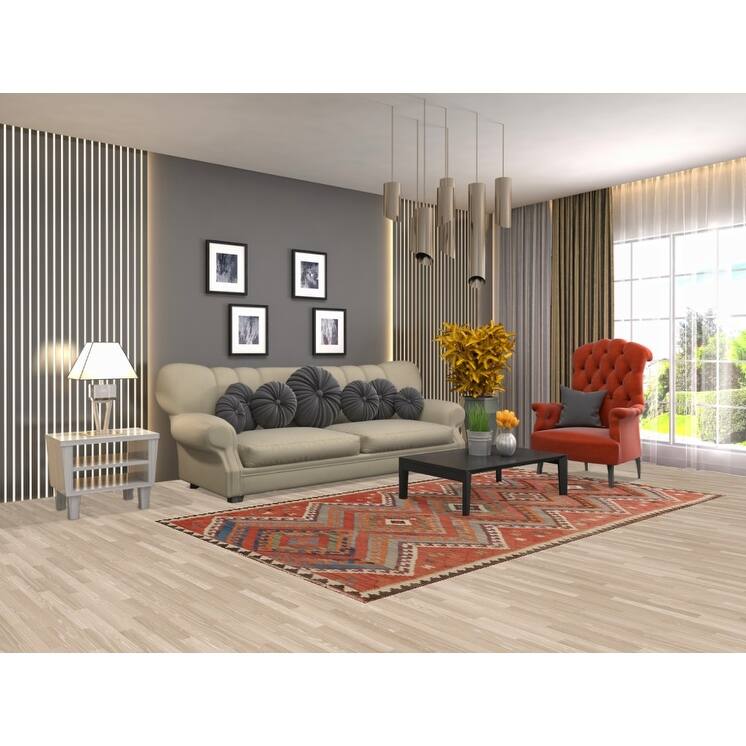 Flatweave Vegetable Dye Kilim Qashqai Persian Antique Rug - 4'11"x 8'10"