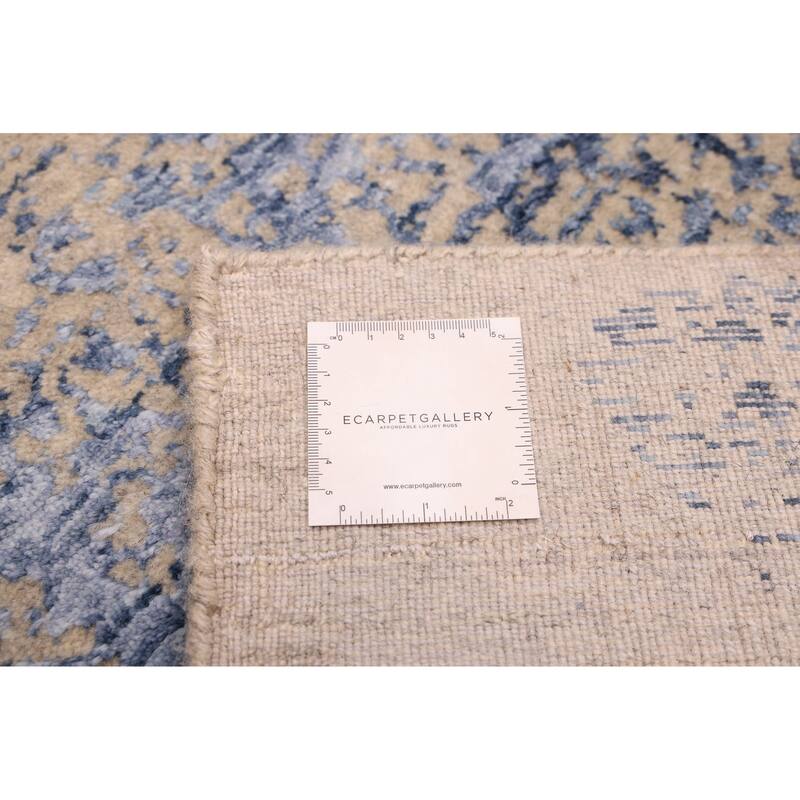 ECARPETGALLERY Hand Loomed Elysian Dark Blue, Light Khaki Rug - 7'10 x 9'11