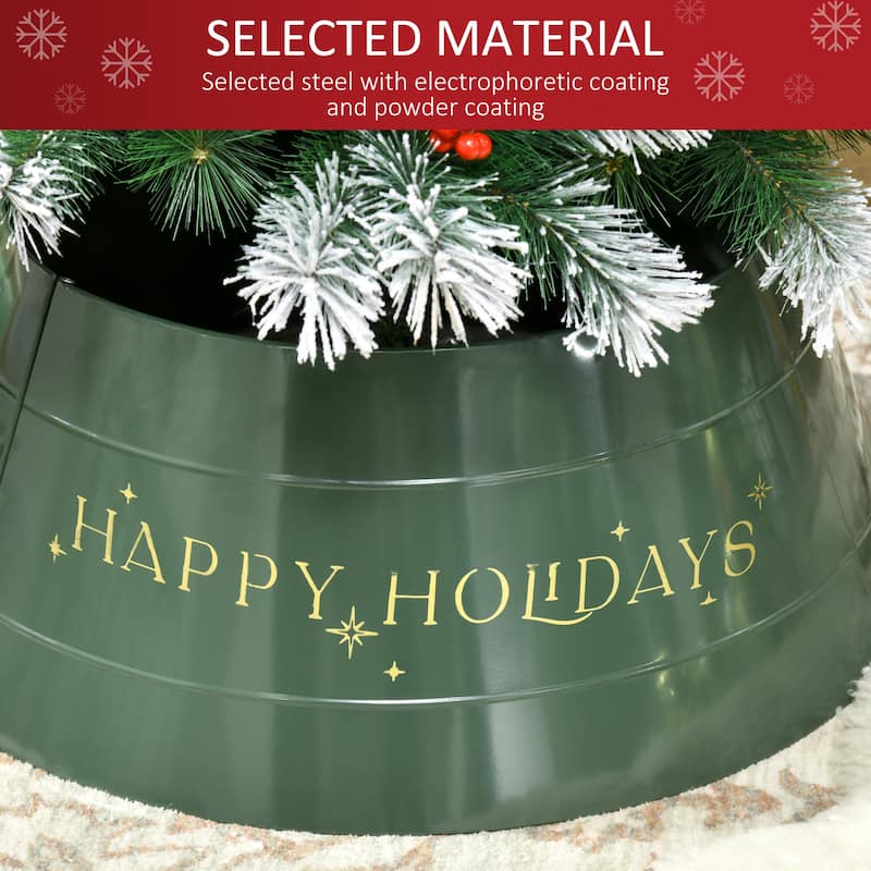 Green Christmas Tree Collar with Gold “HAPPY HOLIDAYS” Design and Hide Tree Stand & Protect Pets - 26" x 11" H