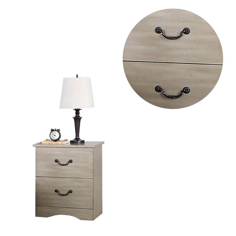 2 Drawer Nightstand with Metal Hardware