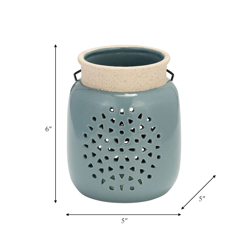 Sagebrook Home Artisan Lantern, Elegant Ceramic Design, Home Accent