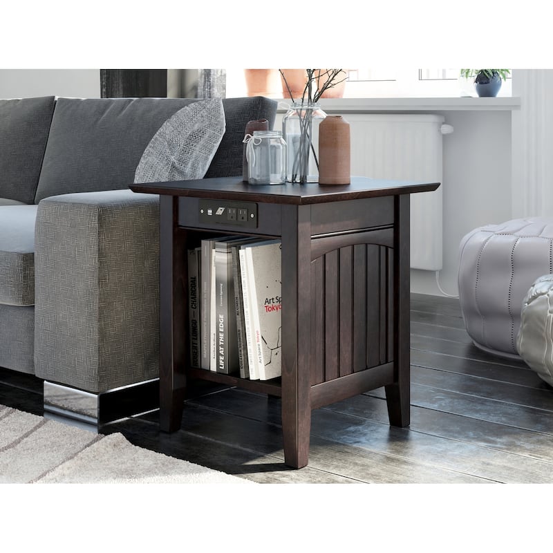 AFI Nantucket End Table with Built-in Charger - Espresso