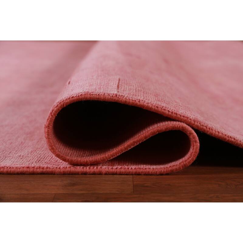 Hand Knotted Oriental 100% Wool Carpet Modern Solid Coral Gabbeh Area Rug - 12' 1'' X 9' 1''