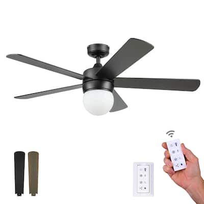 52" Prominence Home Ardrey Kell Modern Indoor LED Ceiling Fan with Light, Remote Control, Dual Mounting, Dual Finish Blades