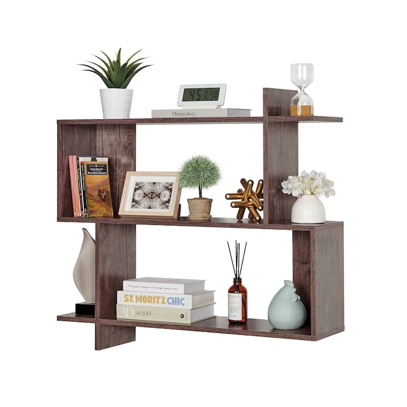 Danya B. Manasa Floating Geometric Kilter Two-Tier Wall Shelf