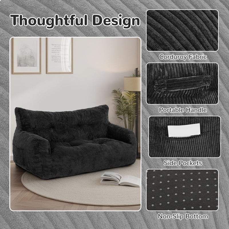Pamapic Bean Bag Chair, Double Seater Corduroy Lazy Sofa