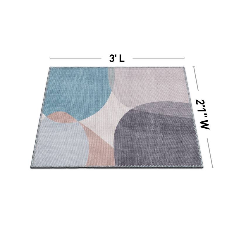Contemporary Geometric Machine Washable Area Rug