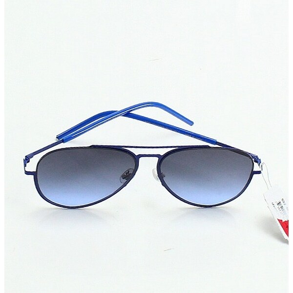 metallic blue aviator sunglasses