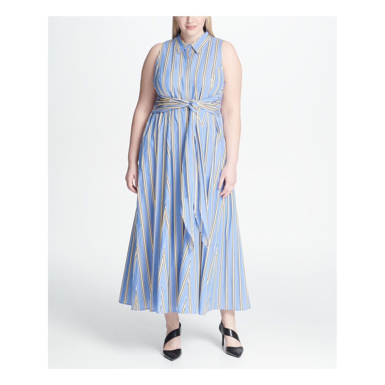 blue maxi shirt dress