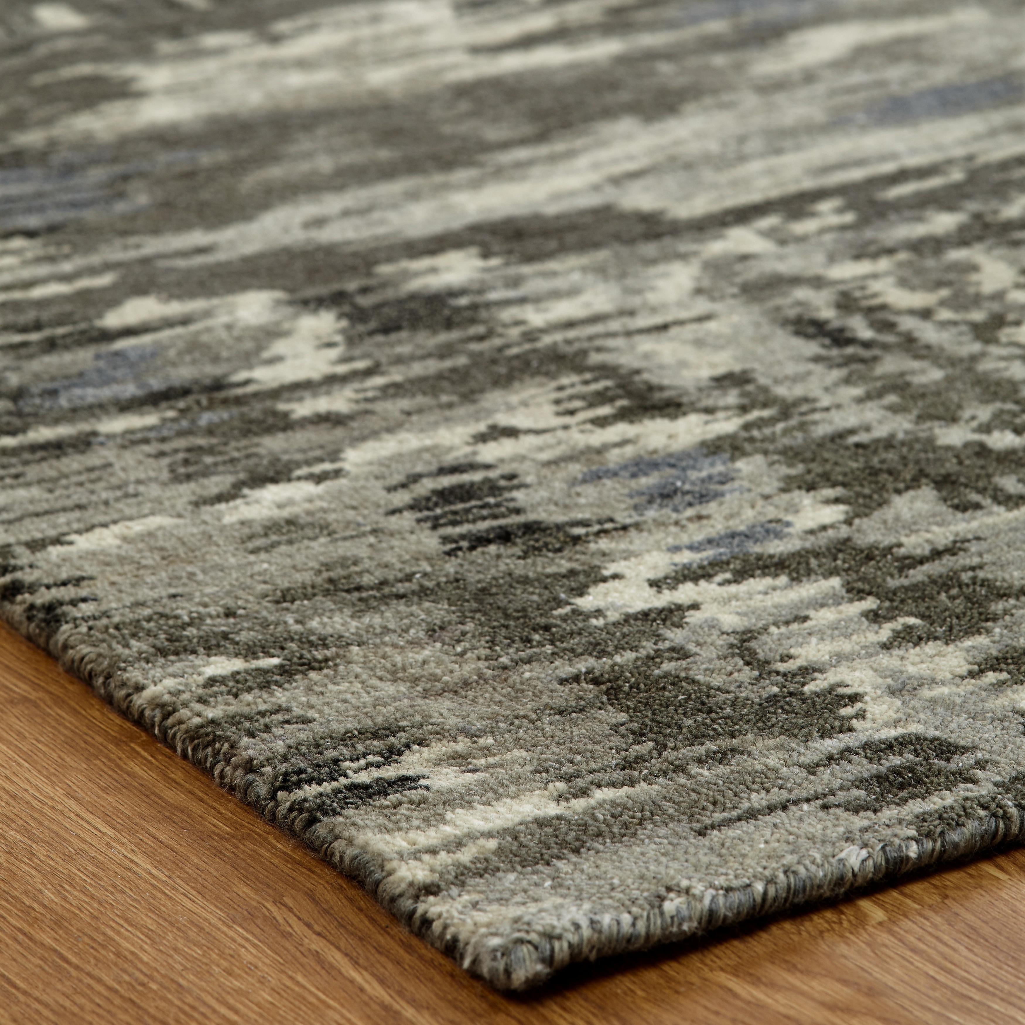 KALATY Modern Grey Hand-Knotted Wool Area Rug