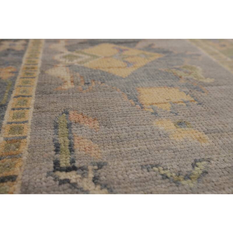 Light Blue Oushak Vegetable Dye Turkish Area Rug Handmade Wool Carpet - 8'5"x 9'11"