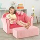 preview thumbnail 4 of 7, Gymax Kids Double Sofa Velvet Upholstered Sofa Couch w/Footstool &