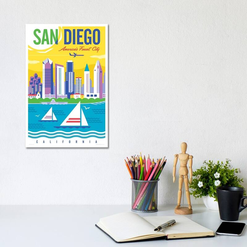 iCanvas "San Diego Travel Poster" by Jim Zahniser Canvas Print - 12x8x0.75