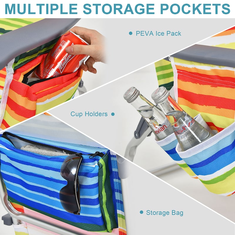 2-Pack Folding Backpack Beach Chair 5-Position Outdoor Reclining - See Details