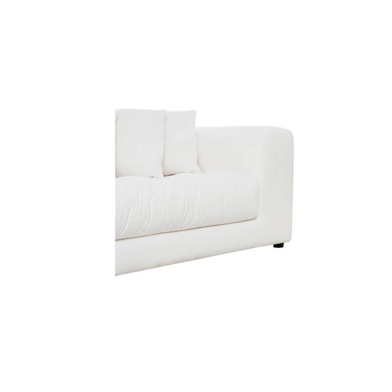 NADAAL STUDIOS Lioraelle Sofa, Soft Velvet Upholstery with Tufted Bench Seat and Six Back Cushions, Warm White