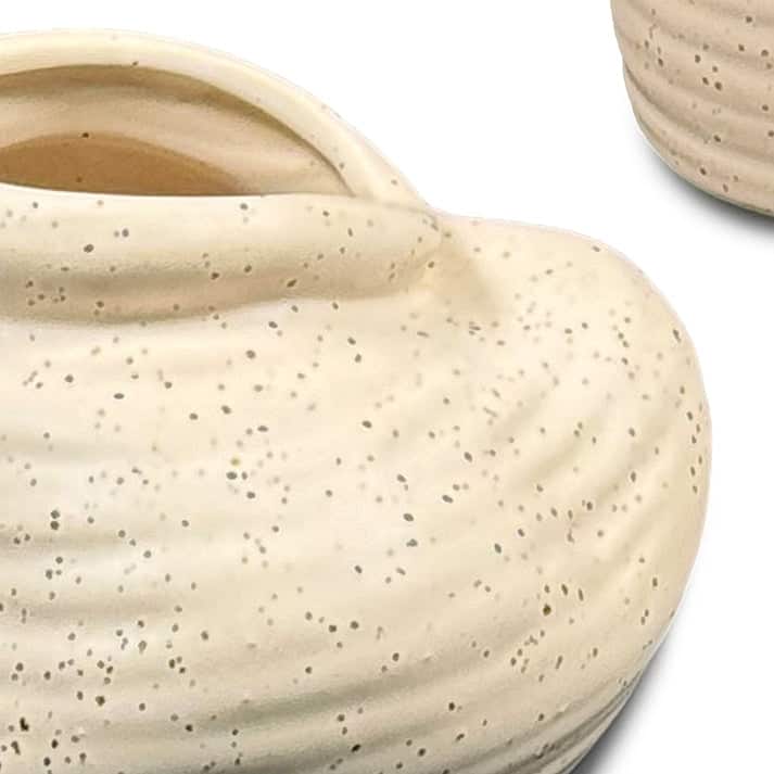 Cream Ceramic Vase Set of Three with Speckled Finish and Modern Design
