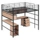 preview thumbnail 8 of 26, Minimalist Style Full Size Metal Loft Kids Bed with Bookcase,Desk,Ladder,Guardrail and Cabinet