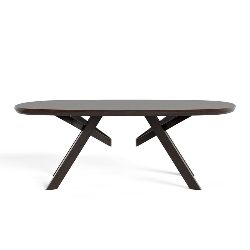 Furniture of America Abigail VI Mid-Century Modern Handfinished Solid Wood 83-inch Oval Dining Table
