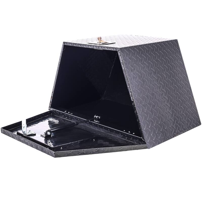 29 Inch Aluminum Trailer Tongue Box, Heavy-Duty Truck Bed Tool Box, RV Storage Organizer W/ Lock Keys, Trailer Chest Box