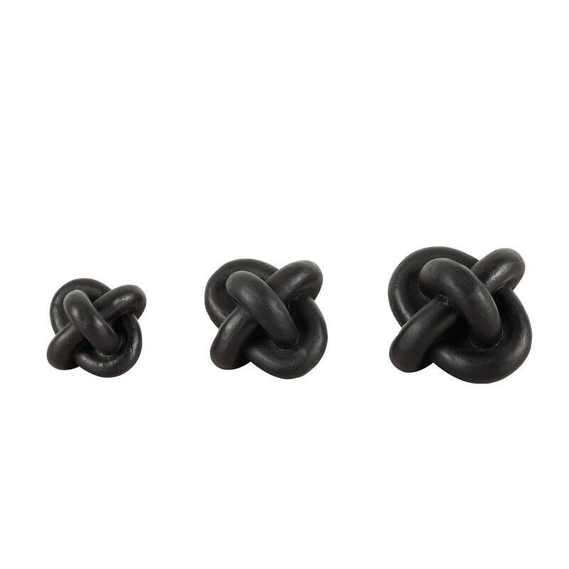 CosmoLiving by Cosmopolitan Black or White Resin Knot Inspired Geometric Sculpture (Set of 3)