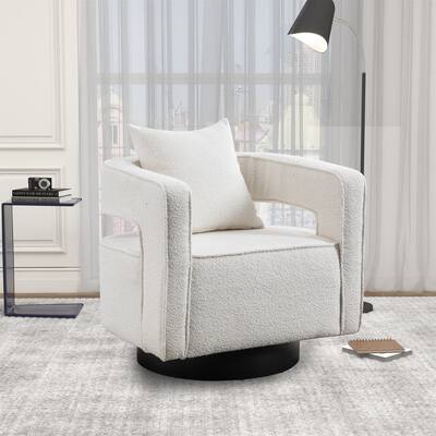 Modern Swivel Accent Open Back Chair with Black Base
