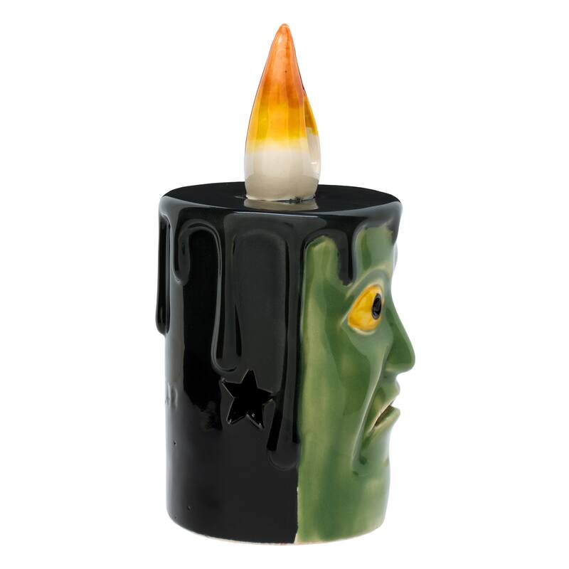 National Tree Company 6" Green Halloween Porcelain Candle (Set of 2) - 6 in