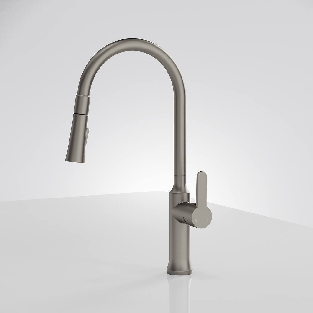 Single Handle Pull Down Kitchen Faucet with Sprayer Brass Swivels 360° Kitchen Faucet