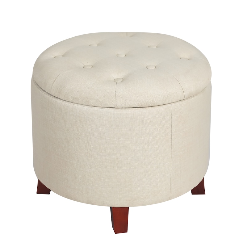 Adeco 20" Tufted Round Ottoman with Storage