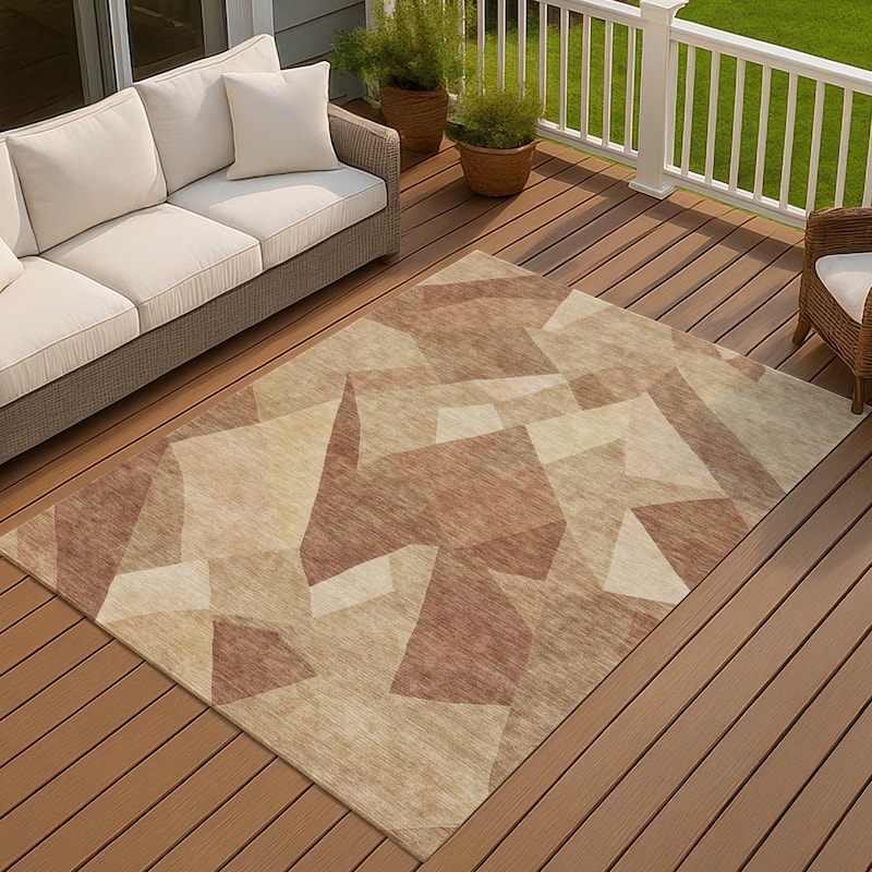 Machine Washable Indoor/ Outdoor Modern Queby Chantille Rug - Paprika - 3' x 5'