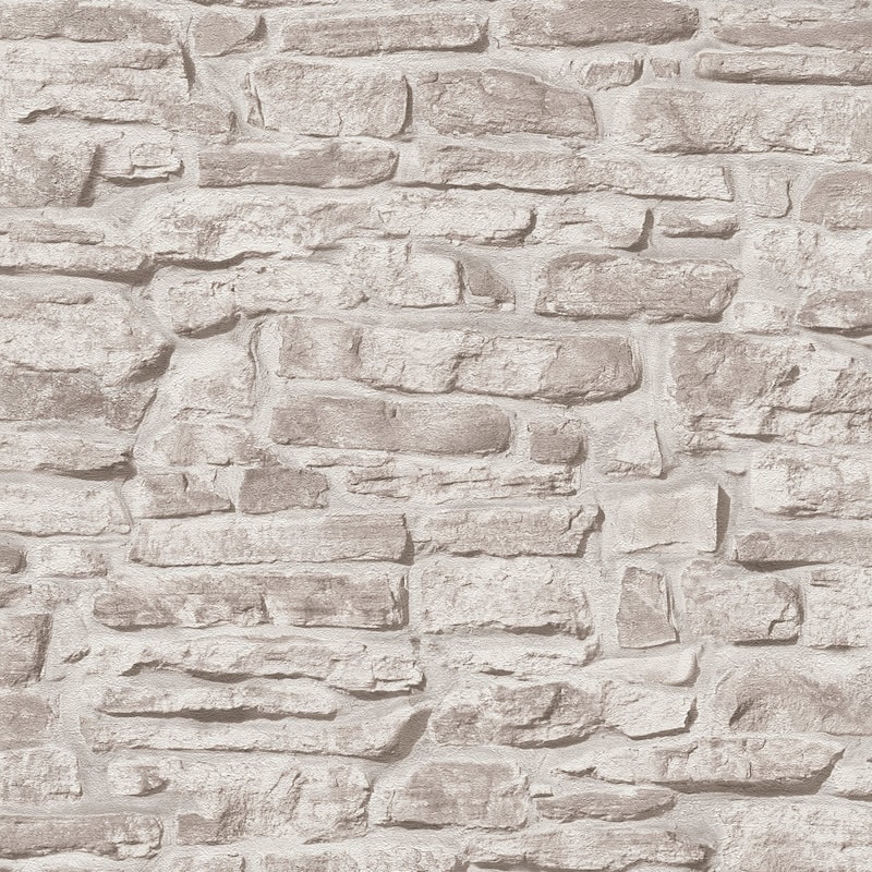 Galerie Wallcoverings Bricks and More Collection Rustic Stone Wall Matte Finish Vinyl on Non-woven Wallpaper Roll - 33-feet long x 21-inches wide - Beige