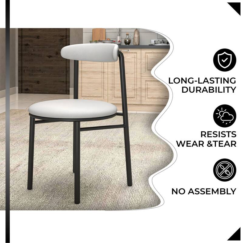Lume Modern Dining Chairs Polyester Fabric Seat with Steel Legs by LeisureMod